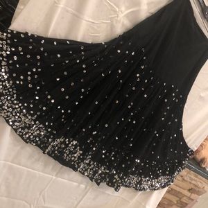 👗Black Cotton Sequined Skirt